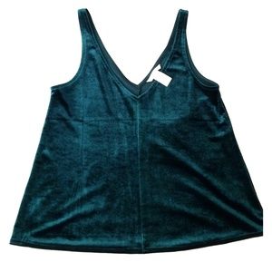 H&M Dark Green V-Neck Velvet Tank